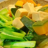 南瓜と高野豆腐、小松菜の炊き合わせ